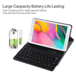 غطاء لوحي من الجلد مع لوحة مفاتيح بلوتوث مغناطيسية قابلة للفصل رفيع للغاية لجهاز Galaxy Tab A 8.0 2019 P200 / P205، مع حامل