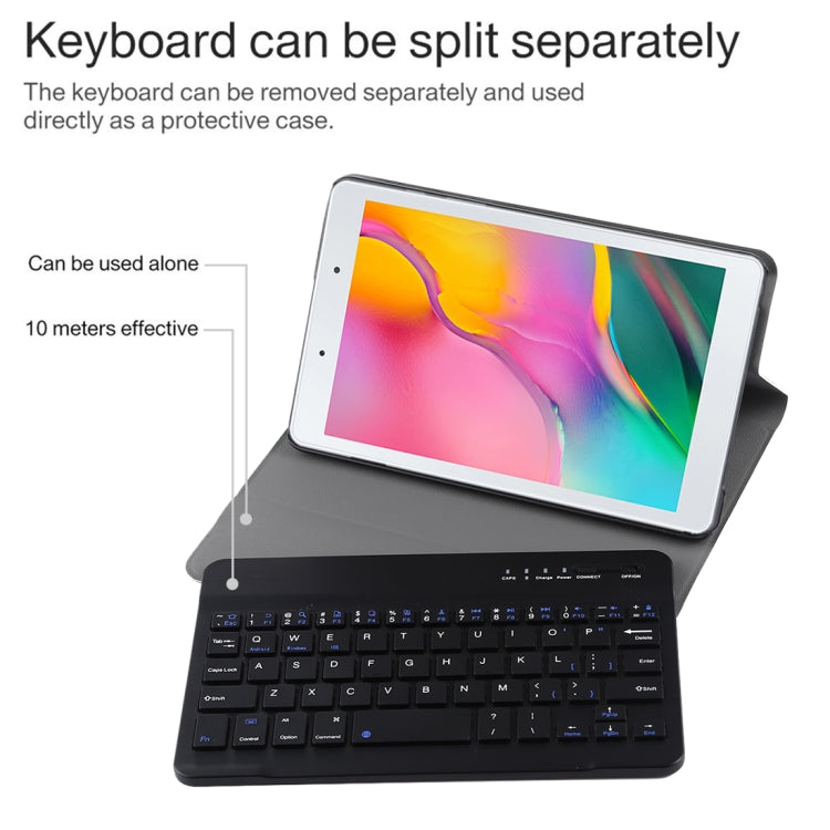 غطاء لوحي من الجلد مع لوحة مفاتيح بلوتوث مغناطيسية قابلة للفصل رفيع للغاية لجهاز Galaxy Tab A 8.0 2019 P200 / P205، مع حامل
