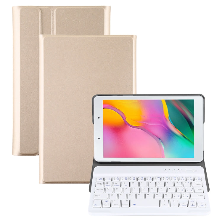 غطاء لوحي من الجلد مع لوحة مفاتيح بلوتوث مغناطيسية قابلة للفصل رفيع للغاية لجهاز Galaxy Tab A 8.0 2019 P200 / P205، مع حامل