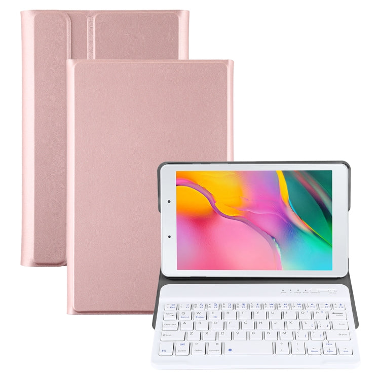 غطاء لوحي من الجلد مع لوحة مفاتيح بلوتوث مغناطيسية قابلة للفصل رفيع للغاية لجهاز Galaxy Tab A 8.0 2019 P200 / P205، مع حامل