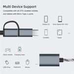 كابل محول مضفر من النايلون USB 3.0 أنثى إلى Micro USB + USB-C / Type-C ذكر للشحن والنقل OTG، طول الكابل: 17 سم، Micro USB 17 سم رمادي، Micro USB 17 سم ذهبي