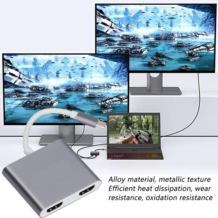 محول إخراج 4K Ultra HD ثنائي HDMI إلى USB-C / Type-C، 9175B