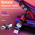 2m 2A Ausgang USB-auf-USB-C- / Typ-C-Nylon-geflochtenes, drehbares magnetisches Ladekabel, 2m Typ-C