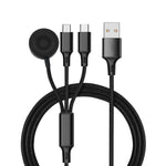 كابل شحن متعدد الوظائف 3 في 1 لآيفون / ساعة أبل 8 دبابيس + Type-C / USB-C + قاعدة شحن مغناطيسية، الطول: 1 م، 3 في 1