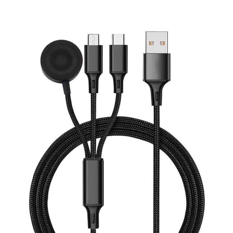 كابل شحن متعدد الوظائف 3 في 1 لآيفون / ساعة أبل 8 دبابيس + Type-C / USB-C + قاعدة شحن مغناطيسية، الطول: 1 م، 3 في 1