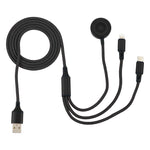 كابل شحن متعدد الوظائف 3 في 1 لآيفون / ساعة أبل 8 دبابيس + Type-C / USB-C + قاعدة شحن مغناطيسية، الطول: 1 م، 3 في 1
