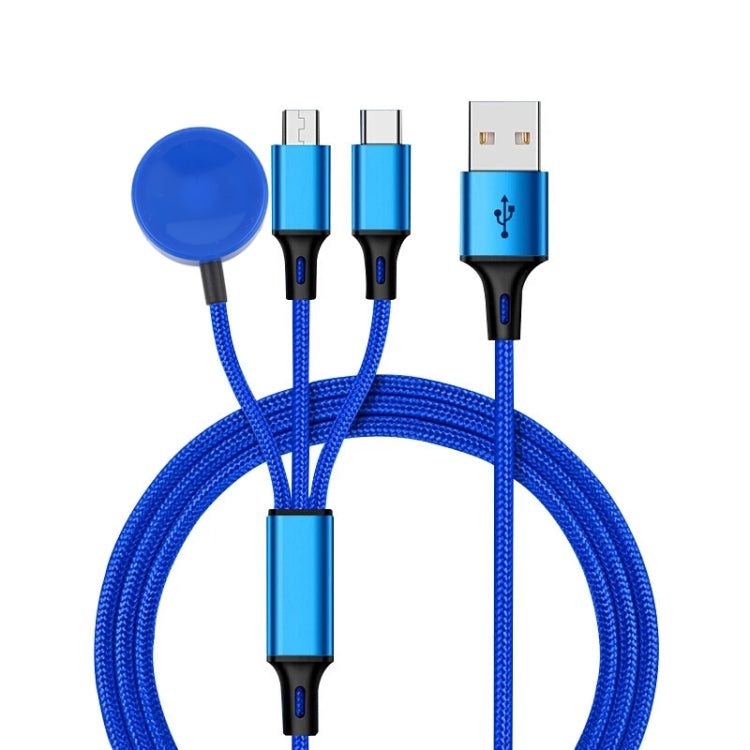 كابل شحن متعدد الوظائف 3 في 1 لآيفون / ساعة أبل 8 دبابيس + Type-C / USB-C + قاعدة شحن مغناطيسية، الطول: 1 م، 3 في 1