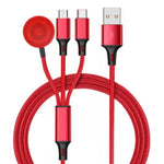 كابل شحن متعدد الوظائف 3 في 1 لآيفون / ساعة أبل 8 دبابيس + Type-C / USB-C + قاعدة شحن مغناطيسية، الطول: 1 م، 3 في 1