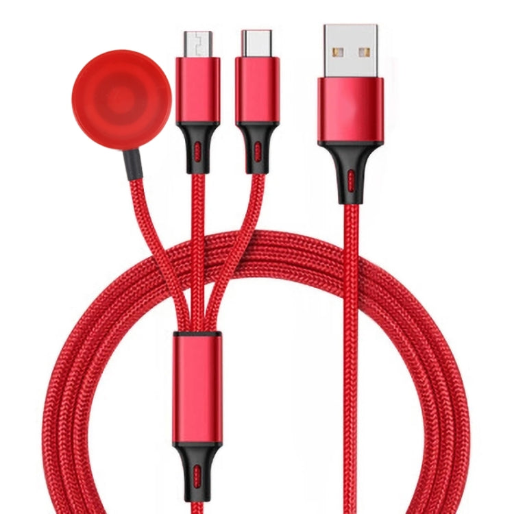 كابل شحن متعدد الوظائف 3 في 1 لآيفون / ساعة أبل 8 دبابيس + Type-C / USB-C + قاعدة شحن مغناطيسية، الطول: 1 م، 3 في 1