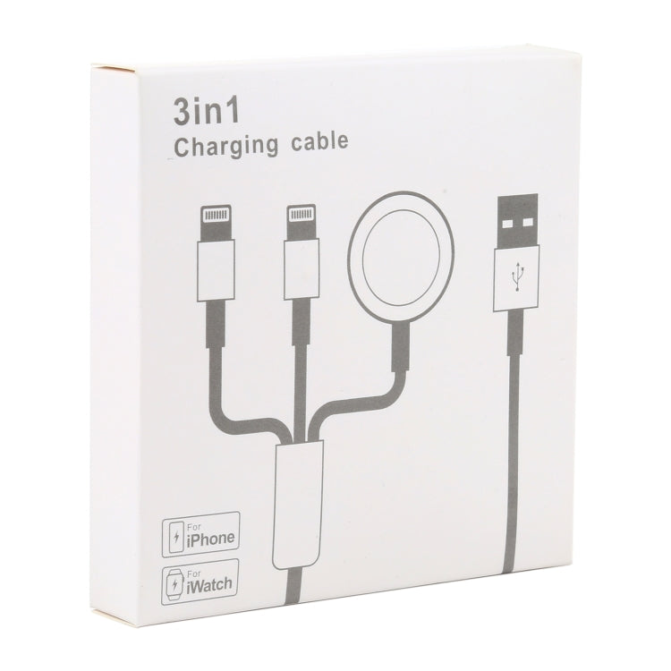 كابل شحن متعدد الوظائف 3 في 1 لآيفون / ساعة أبل 8 دبابيس + Type-C / USB-C + قاعدة شحن مغناطيسية، الطول: 1 م، 3 في 1