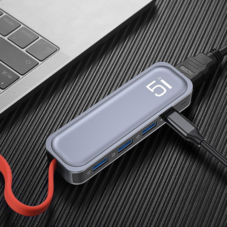 محطة إرساء متعددة الوظائف ROCK RT16 5 في 1 من Type-C / USB-C إلى HDMI + 4 منافذ USB 3.0، RT16