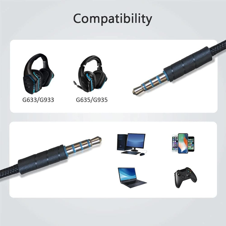 ZS0195 For Logitech G633 / G635 / G933 / G935 3.5mm Gaming Headset Audio Cable, Cable Length: 1.5m, For Logitech G633 1.5m