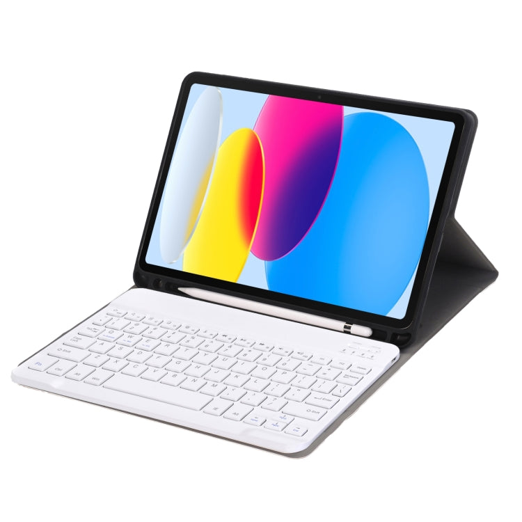 For iPad 11 2025 / 10th Gen 10.9 2022 A10B Lambskin Texture Ultra-thin Bluetooth Keyboard Leather Tablet Case with Pen Slot, A10B