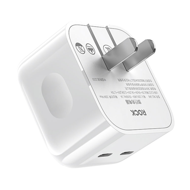 شاحن ROCK T58 بقوة 35 واط بمنفذي USB-C / تايب-سي PD، قابس صيني، قابس صيني