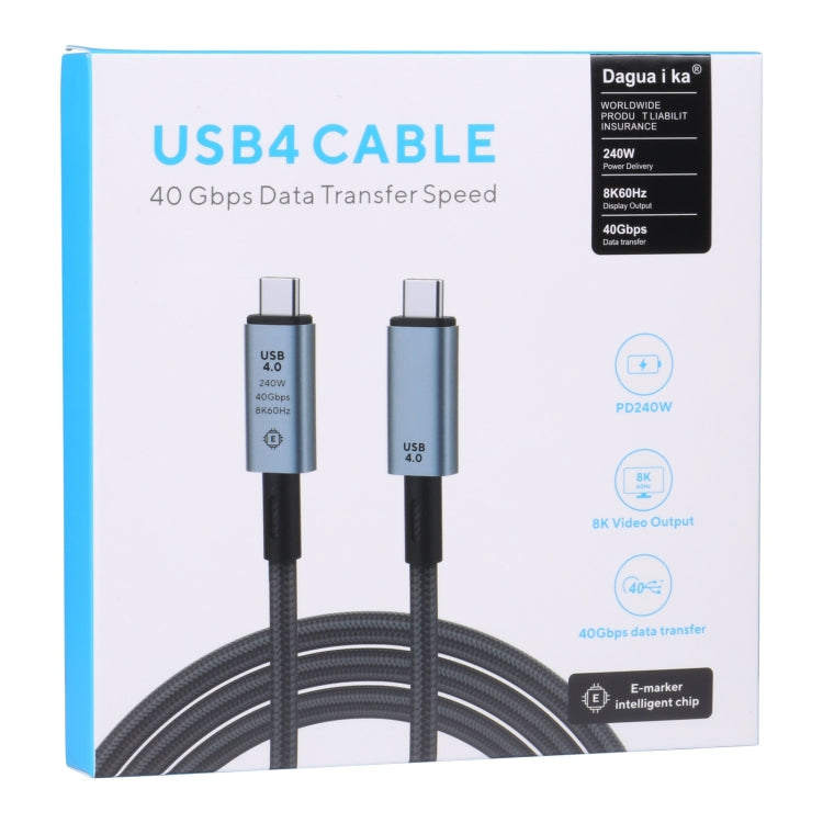 كابل فيديو USB-C/Type-C إلى USB-C/Type-C بسرعة 40Gbps 8K متوافق مع USB 4، الطول: 1م، 40Gbps Type-C إلى Type-C