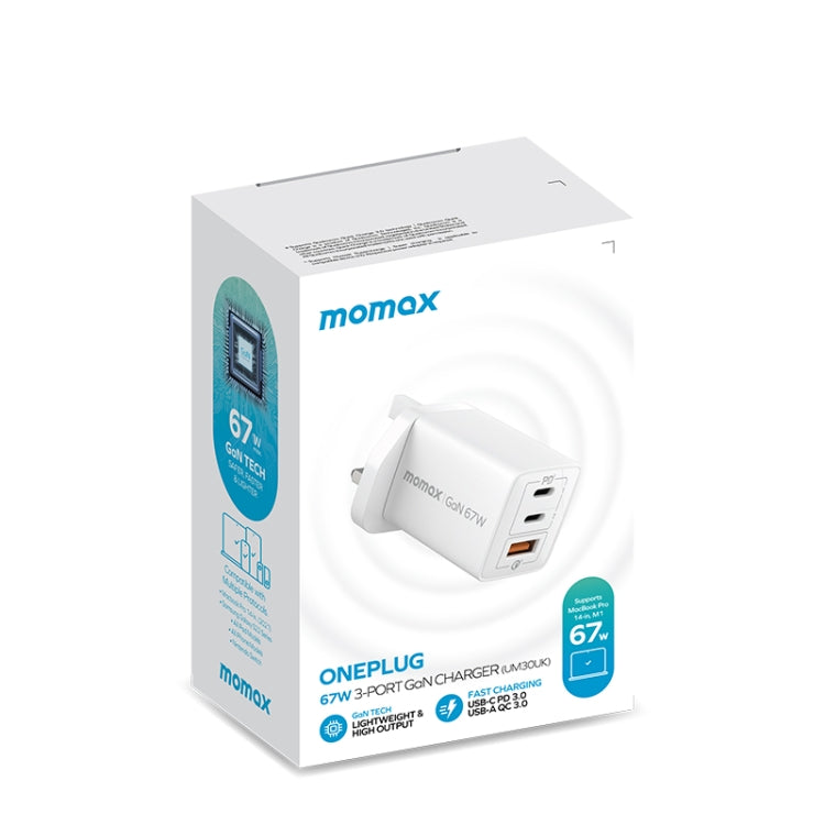 شاحن سريع MOMAX UM30 PD بقوة 67 واط، قابس بريطاني، قابس بريطاني