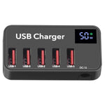 شاحن سريع متعدد الوظائف 988A DC 12 فولت 5 منافذ USB مع شاشة رقمية