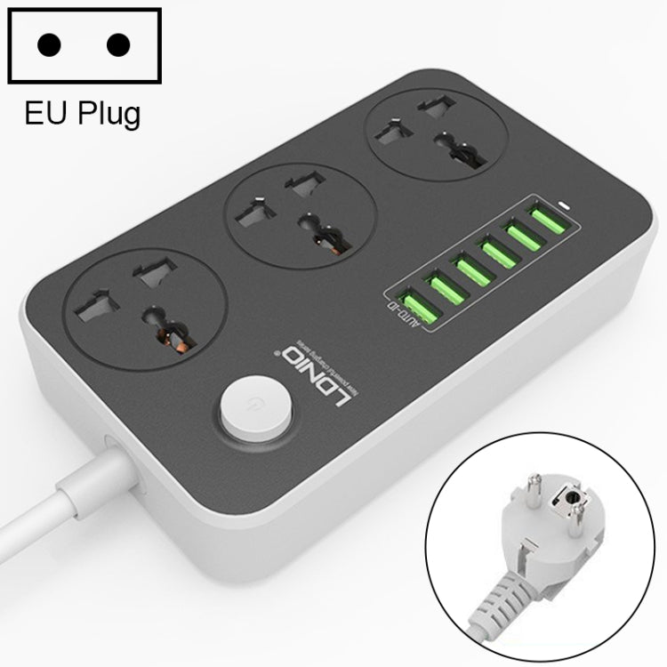 مقبس سفر منزلي ومكتبي متعدد الوظائف LDNIO SC3604 مع 6 منافذ USB، طول الكابل: 2م، قابس أمريكي، SAS8611AUK، SAS8611AUS، SAS8611BUK، SAS8611BUS، SAS8611EU