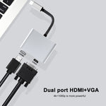محطة إرساء 2 في 1 متعددة الوظائف USB-C / Type-C إلى HDMI + VGA HUB