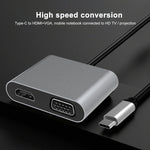 محطة إرساء 2 في 1 متعددة الوظائف USB-C / Type-C إلى HDMI + VGA HUB