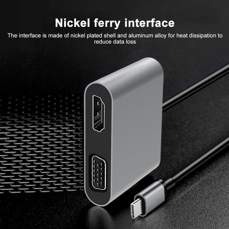 محطة إرساء 2 في 1 متعددة الوظائف USB-C / Type-C إلى HDMI + VGA HUB