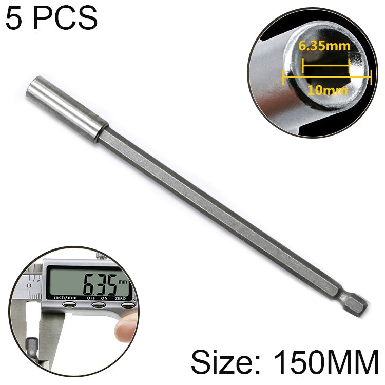 5 قطع قضيب تمديد مثقاب بمغناطيسية عالية 1/4 بوصة، طول: 150 مم، وصلة 150 مم