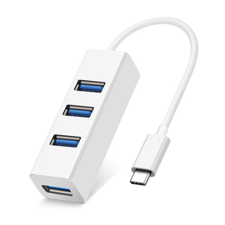 موزع محول USB-C / Type-C ذكر إلى 4 منافذ USB أنثى، 4 منافذ USB (أبيض)