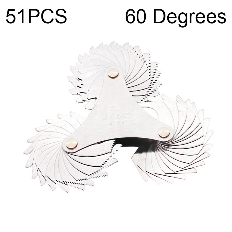 51 PCS US Screw Pitch Thread Blades 60 Degrees CR Stainless Steel Thread Gauge, 51 PCS Thread Gauge