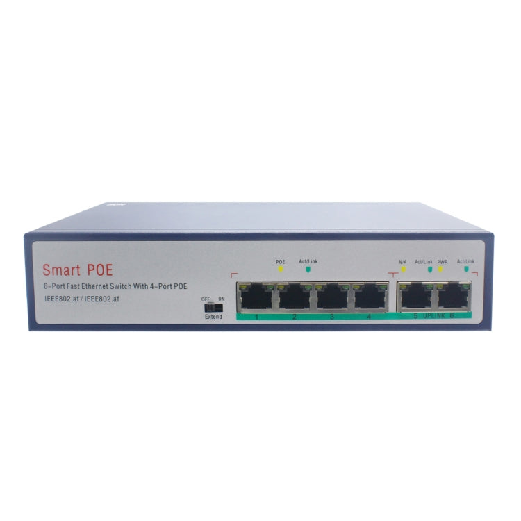 مفتاح إيثرنت ESCAM POE 4+2 بستة منافذ، 4 منافذ POE بسرعة 10/100M بقدرة 120 واط، مفتاح شبكة، مسافة نقل: 150 متر، 6 منافذ