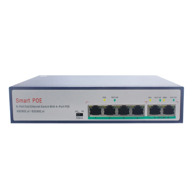 مفتاح إيثرنت ESCAM POE 4+2 بستة منافذ، 4 منافذ POE بسرعة 10/100M بقدرة 120 واط، مفتاح شبكة، مسافة نقل: 150 متر، 6 منافذ