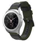 Canvas and Leather Wrist Strap Watch Band for Samsung Gear S2/Galaxy Active 42mm, Wrist Strap Size:135+96mm