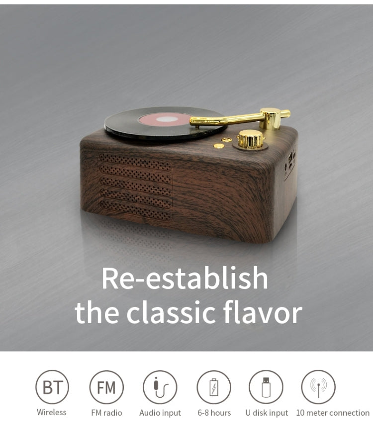 Retro Style Bluetooth Speaker, Built-in High-sensitivity FM Receiving Antenna, Long-term Voyage, T12 (Brown)