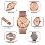 SKMEI 9204 Fashion Skeleton Rotating Dial Waterproof Business Mesh Belt Quartz Watch Men Watch