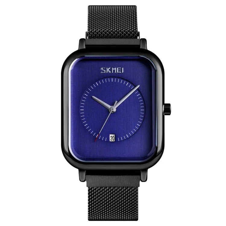 SKMEI 9207 Montre créative et simple pour hommes, boucle magnétique, bracelet en maille, bracelet en acier, montre à quartz pour couple