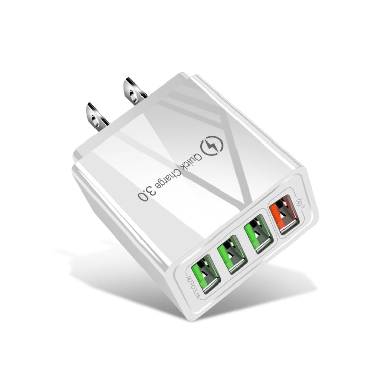 30W QC 3.0 USB + 3 USB 2.0 Ports Mobile Phone Tablet PC Universal Quick Charger Travel Charger, US Plug, US Plug