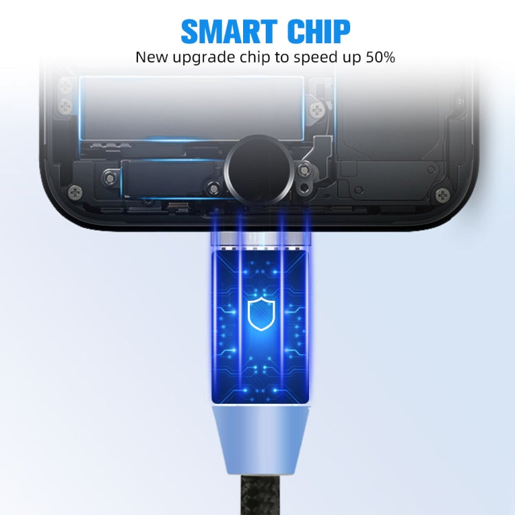كابل شحن مغناطيسي معدني نايلون مضفر 3 في 1 USB إلى 8 دبوس + Type-C/USB-C + Micro USB، الطول: 1m