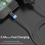 كابل شحن مغناطيسي معدني نايلون مضفر 3 في 1 USB إلى 8 دبوس + Type-C/USB-C + Micro USB، الطول: 1m