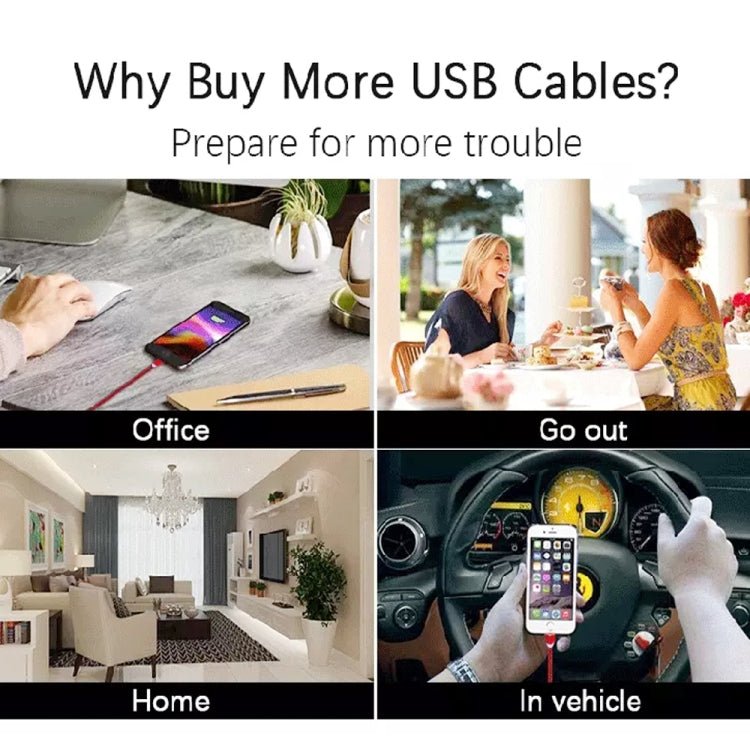 كابل شحن مغناطيسي معدني نايلون مضفر 3 في 1 USB إلى 8 دبوس + Type-C/USB-C + Micro USB، الطول: 1m