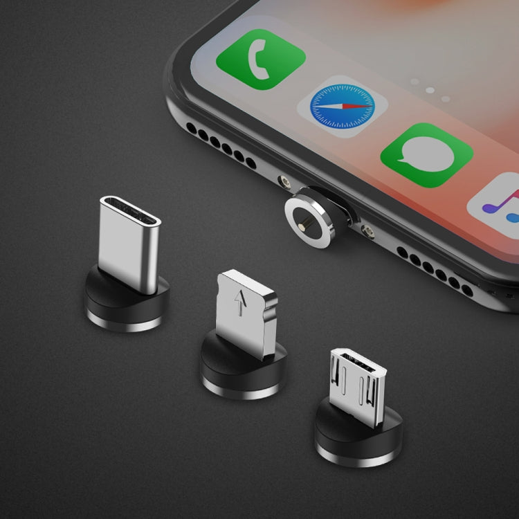 كابل شحن مغناطيسي معدني نايلون مضفر 3 في 1 USB إلى 8 دبوس + Type-C/USB-C + Micro USB، الطول: 1m