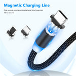 كابل شحن مغناطيسي معدني نايلون مضفر 3 في 1 USB إلى 8 دبوس + Type-C/USB-C + Micro USB، الطول: 1m