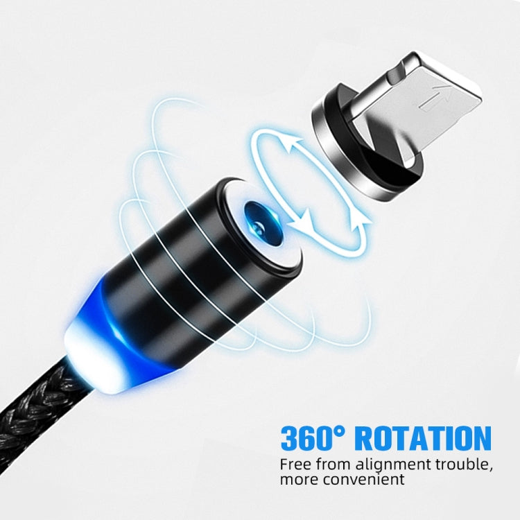 كابل شحن مغناطيسي معدني نايلون مضفر 3 في 1 USB إلى 8 دبوس + Type-C/USB-C + Micro USB، الطول: 1m