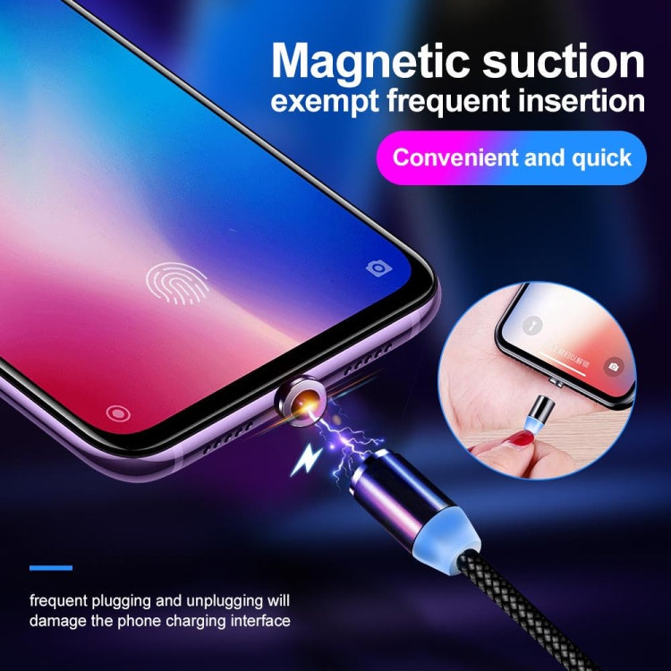 كابل شحن مغناطيسي معدني نايلون مضفر 3 في 1 USB إلى 8 دبوس + Type-C/USB-C + Micro USB، الطول: 1m