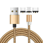 كابل شحن مغناطيسي معدني نايلون مضفر 3 في 1 USB إلى 8 دبوس + Type-C/USB-C + Micro USB، الطول: 1m