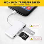 محول قارئ كاميرا ZS-S1827 4 في 1 لبطاقات SD + TF + شحن 8 دبابيس + واجهة USB إلى واجهة 8 دبابيس، يدعم جميع أنظمة iOS