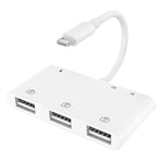 محول قارئ بطاقات كاميرا OTG 6 في 1 مع 3 منافذ USB أنثى إلى 8 دبابيس ذكر مع واجهة شحن SD و TF، يدعم جميع أنظمة iOS