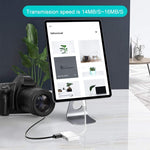 محول قارئ بطاقات كاميرا OTG 6 في 1 مع 3 منافذ USB أنثى إلى 8 دبابيس ذكر مع واجهة شحن SD و TF، يدعم جميع أنظمة iOS