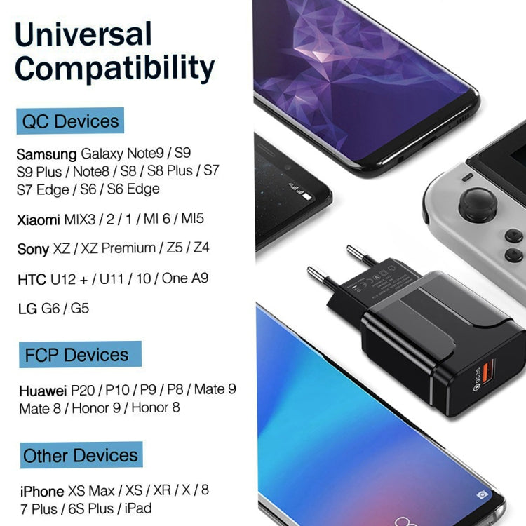 Portable QC3.0 18W USB Port Universal Quick Charging Charger, US Plug, US Plug