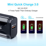 شاحن سريع محمول QC3.0 بقدرة 18 واط بمنفذ USB، قابس الاتحاد الأوروبي، قابس الاتحاد الأوروبي