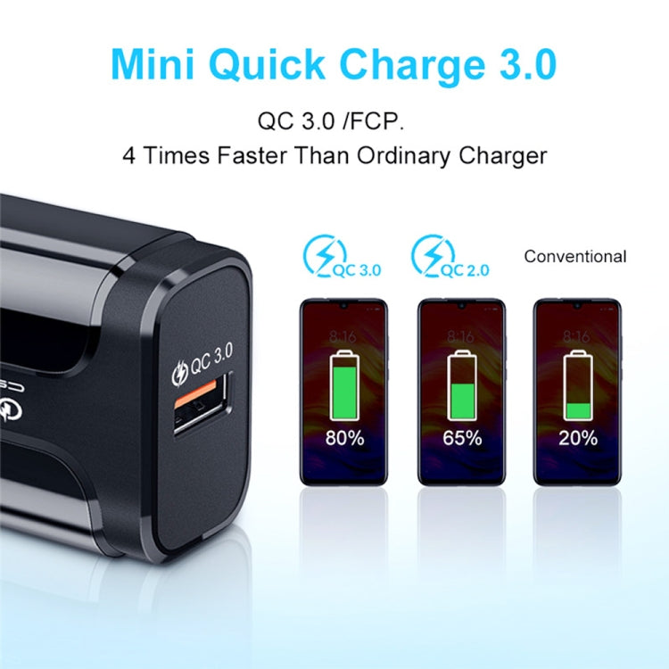 شاحن سريع محمول QC3.0 بقدرة 18 واط بمنفذ USB، قابس الاتحاد الأوروبي، قابس الاتحاد الأوروبي