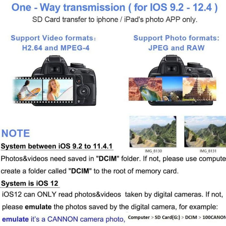 ZS-KL21810 8 Pin to SD Card Camera Card Reader Adapter, Support All iOS System, SD Card Slot
